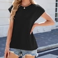 thumbnail image 4 of Plebaso Hauts à Manches Courtes pour Femmes, T-Shirts Décontractés d'Été à Col Rond, Couleur Unie, Tee-Shirt Basique Ample, 4 of 7
