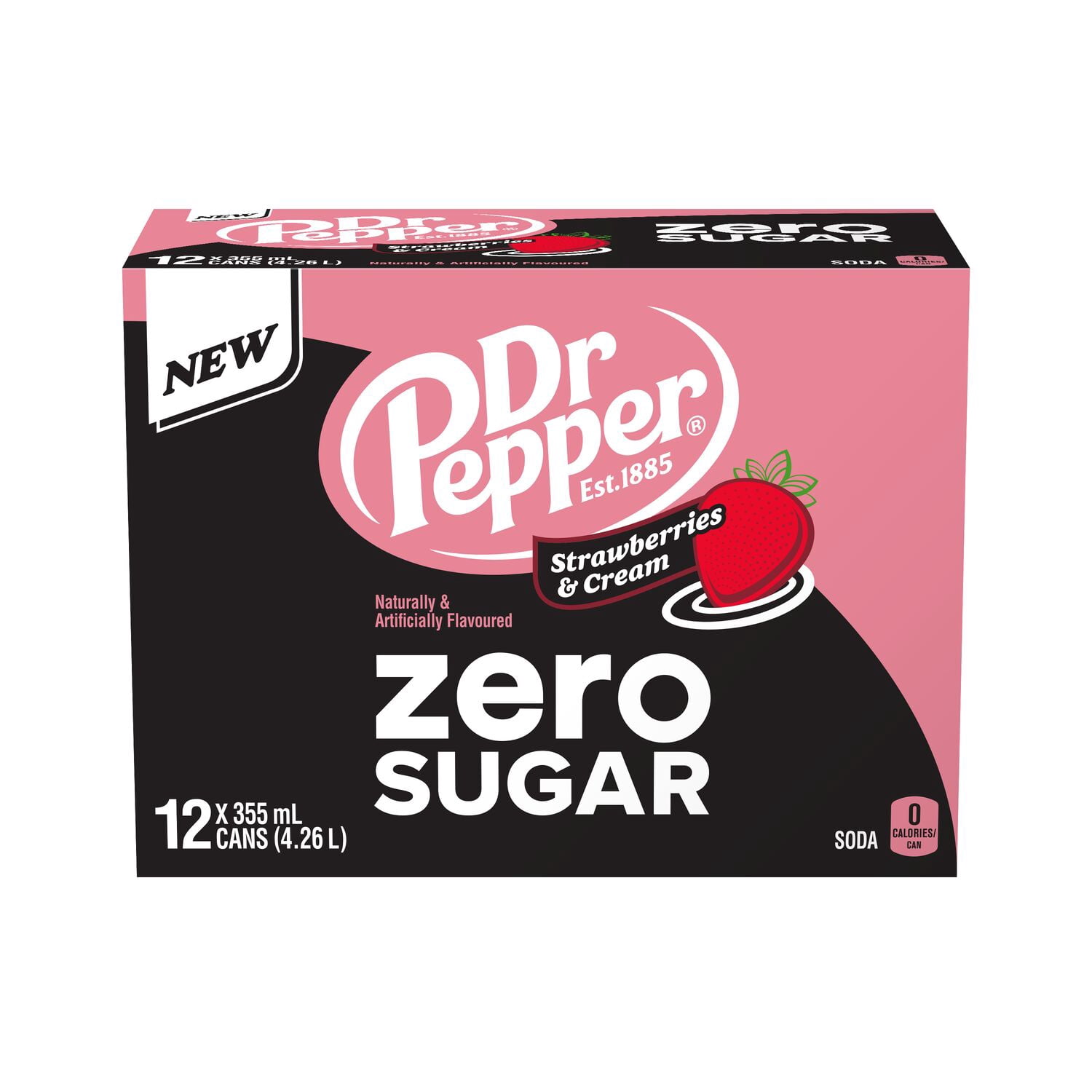 Dr Pepper Strawberries & Cream Zero Sucre 12 x 355 ml