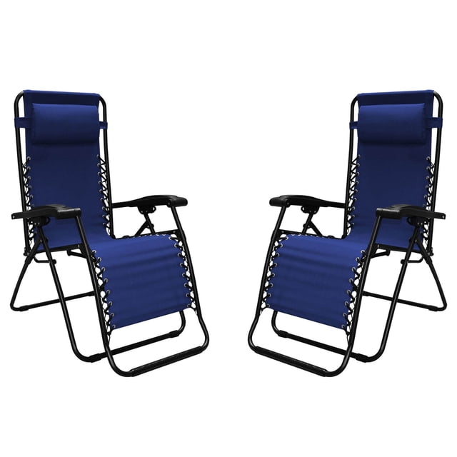 Caravan Canopy Infinity Zero Gravity Steel Frame Patio Deck Chair, Blue (4 Pack)
