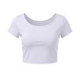 thumbnail image 1 of VSSSJ Crop Tops pour Femmes Manches Courtes Col Rond Extensible Chemise Décontractée Ajustée Solide Confortable Été Basique T-Shirts Courts Blanc Taille Unique, 1 of 5