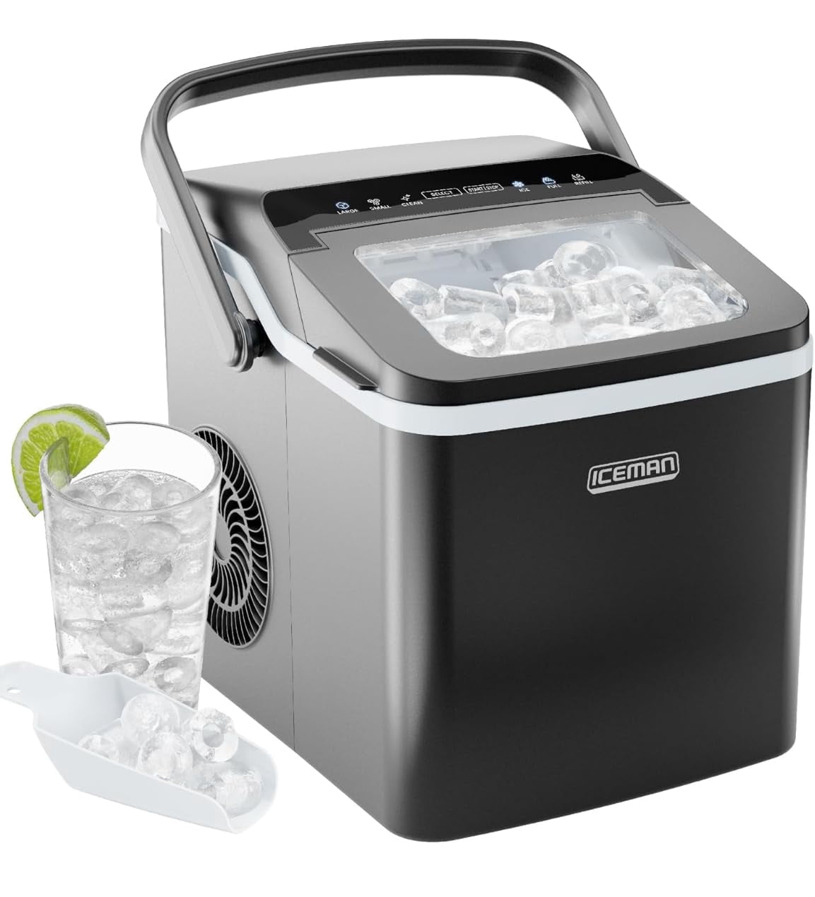ICEMAN Dual-Size Countertop Bullet Ice Machine w/ 0.88lb Capacity - Black, New