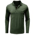 thumbnail image 2 of RXIRUCGD Blouse à Col Rabattu à Manches Longues et à Blocs de Couleur pour Hommes, Vert Armée, Taille : L, 2 of 5