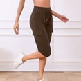 thumbnail image 4 of Timegard Cargo Shorts for Women Elastic High Waisted Drawstring Sweatshorts Outdoor Half Pants with Pockets, 4 of 7