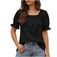 thumbnail image 1 of Womens Short Sleeve Blouses Womens Casual Solid Color Square Neck Short Sleeve Tops Blouses Women Short Sleeve Tops Women Short Sleeve Blouse Short Sleeve Tops for Women, 1 of 8