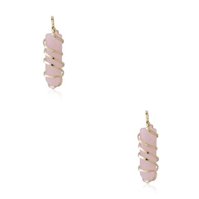 yingyy Wire Wrapped Charm Hanging Pendant Colorful Exquisite Crystal Crafting Necklace Keychains Earrings Accessories Pink Crystal 2Set