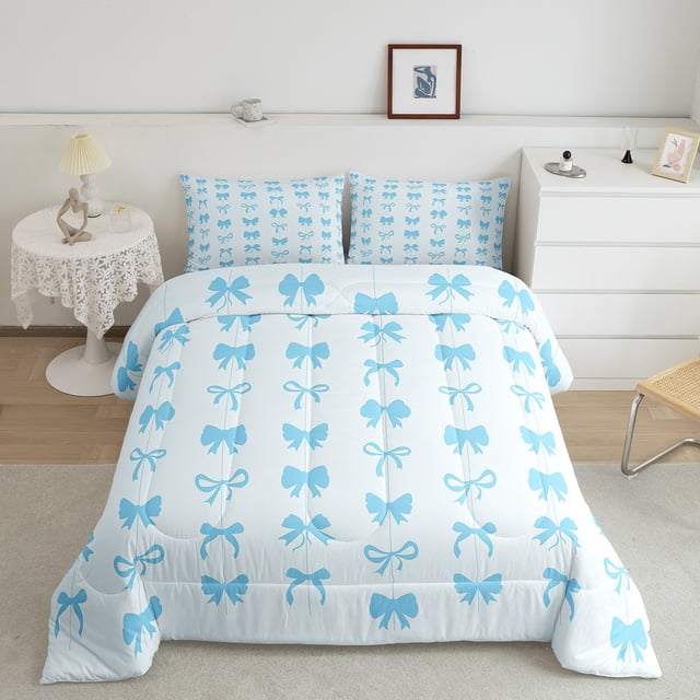 Erosebridal Dreamy Bowknot Bedding Toddler Comforter Set for Teens, Cartoon Down Comforter, Princess Style Decor, Reversible