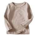 thumbnail image 1 of DPTALR Toddler Kids Boys Girls Shirts Solid Color Round Neck Long Sleeve Top, 1 of 5