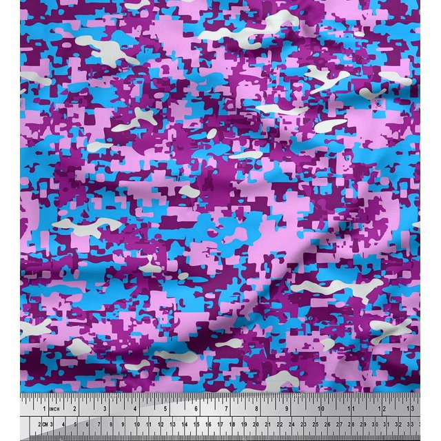Soimoi Rayon Fabric Two Tone Camouflage Printed Craft Fabric by the Yard 56 Inch Wide