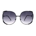 thumbnail image 1 of Womens Oversize Jewel Metal Rim Butterfly Designer Sunglasses Black Smoke, 1 of 4