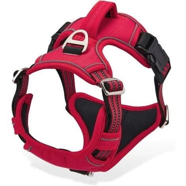 Anti Pull Dog Harness, Large Medium Dog Harness Reflective Adjustable Dog Vest with Breathable Handle No Pull Sports Chest Harness Red M