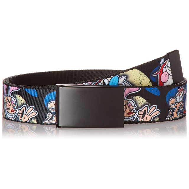 Nickelodeon Men's Buckle-Down Web Belt Ren & Stimpy Show, Multicolor, 1.5" Wide-Fits up to 42" Pant Size