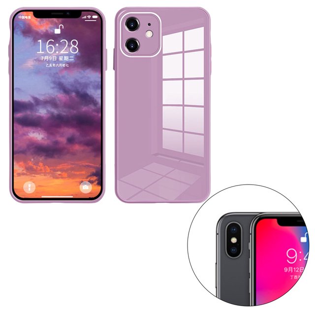 ziyahi Glass Back Phone Covers with Solid Color Full Rugged Bumper Anti-Slip Design for Iphone 7P/8P/7/8/XS Max/XR/X/XS