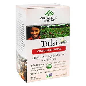 Organic India Tulsi Cinnamon Thé à la rose -- 18 Sacs à thé