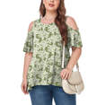 thumbnail image 2 of CHUANK Women‘s Plus Size Cold Shoulder Tunic Top Summer Short Sleeve Blouse, 2 of 7