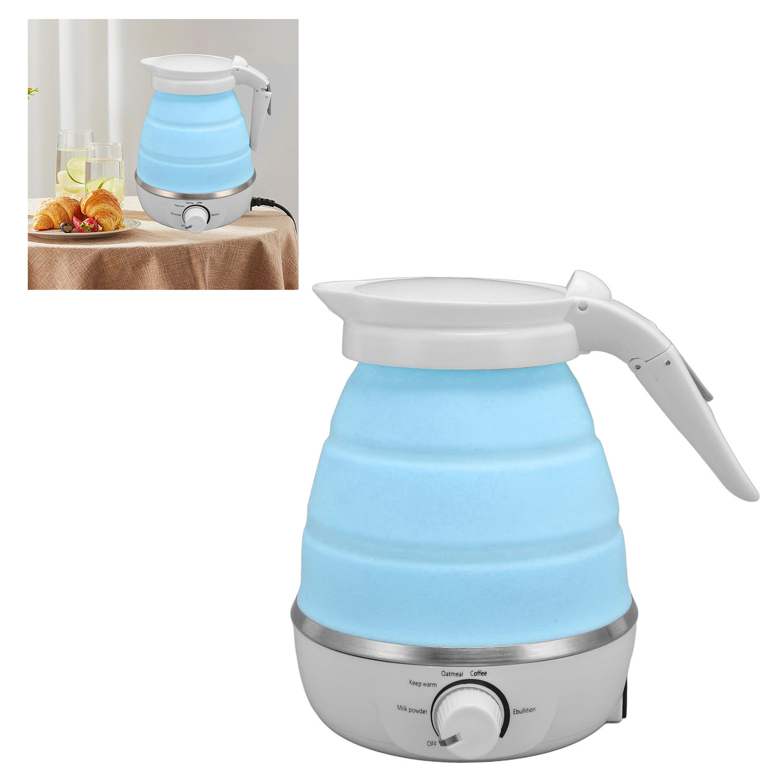 Classic Travel Portable Foldable Electric Kettle, 0.6L Small Collapsible Hot Water Boiler For Coffee Tea