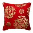 thumbnail image 1 of Housse de Coussin Personnalisée, Coussins Décoratifs Rouges 16x16 Pouces (40x40 cm), Housses de Coussin en Velours à Fermeture Éclair, Damas, Taie de Coussin de Designer Contemporaine - Or Charmant, 1 of 3