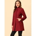 thumbnail image 3 of INSPIRE CHIC Manteau d'Hiver pour Femme à Col Montant, à Simple Boutonnage, Long Mi-Cuisse, Rouge, TP, 3 of 5