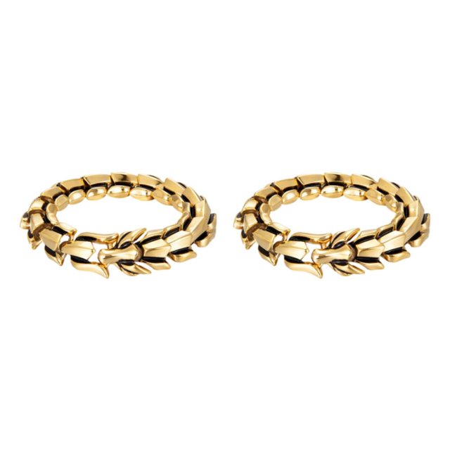 Thinsony Distinctive Gothic Punk Dragon Scale Bangle 48 inches Cool and Contemporary Gold 8.26 Inch 2Set