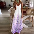 thumbnail image 2 of Robe Maxi à Imprimé Floral pour Femmes Sans Manches, Robes d'Été Décontractées, Col en V, Bretelles Spaghetti, Longue Robe Soleil, 2 of 5