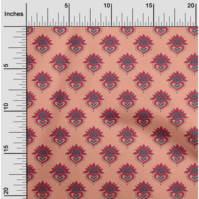 oneOone Georgette Viscose Fabric Floral Block Print Sewing Fabric BTY 42 Inch Wide