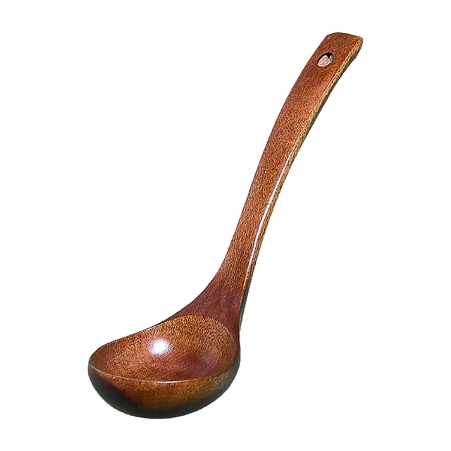 Wooden long handled soup spoon for kitchen and table, crafted from durable teak with a smooth, lightweight finish. Features a deep bowl and ergonomic extended handle for comfortable grip and precise control, ideal for stirring, ladling, and serving soups or stews. Versatile as a cooking utensil and tableware, blending functionality with natural wood aesthetics.