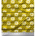 thumbnail image 1 of Soimoi polyester Crepe Fabric Stripe,Square & Daisy Floral Decor Fabric Printed Yard 42 Inch Wide, 1 of 1