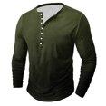 thumbnail image 1 of RXIRUCGD Chemises Blouses Décontractées à Manches Longues à Col Rond pour Hommes avec Boutons Imprimés, Vert Armée, Taille : S, 1 of 4