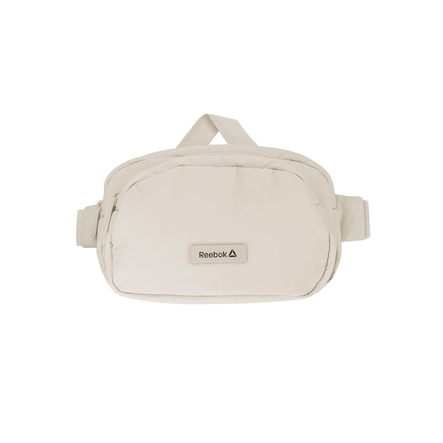 Brandy Fannypack by Reebok soft-sided, lightweight, durable, water-resistant waist pack with compact low-profile silhouette, front-facing, sized to hold daily essentials for city or outdoor use; often used to carry a small camera or travel documents.