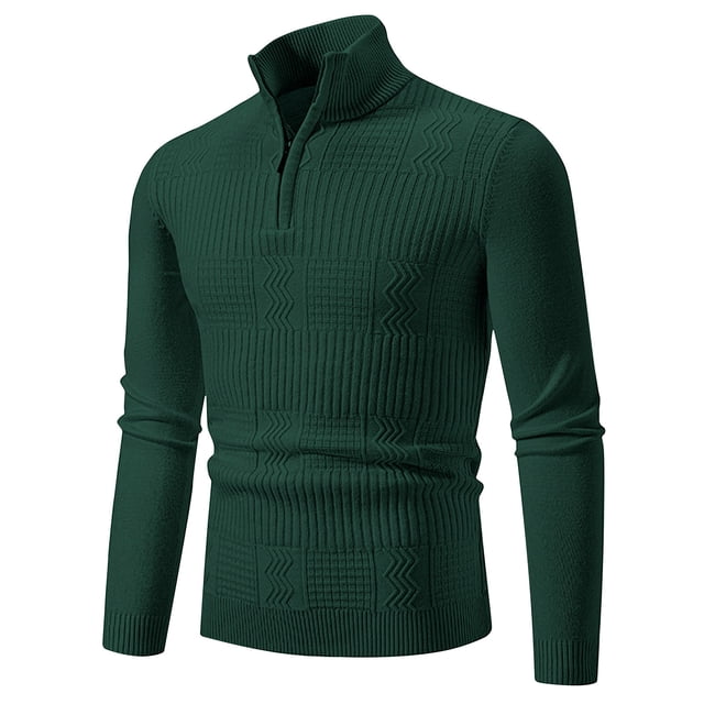 RKSRN Chandail pour Homme Automne Hiver Chaud Hiver Décontracté Mode Couleur Unie Fermeture Éclair Design Chandail à Manches Longues Col Chandail Doux Ample Chandails