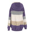 thumbnail image 4 of FAIWAD Women's Full Zip Fuzzy Fleece Hooded Coat Color Block Drawstring Fall Winter Warm Coat with Pockets, 4 of 6