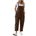 thumbnail image 1 of AherBiu Combinaisons en Coton et Lin pour Femmes Sans Manches Salopettes Pantalons Combishorts avec Poches, 1 of 1