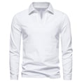 thumbnail image 1 of Chandails d'Hiver pour Femmes Mode Homme Décontractée Couleur Unie Manches Longues Col Rabattu Chemisiers Chemises Tenues d'Automne pour Femmes P-59 Blanc 4TG, 1 of 4