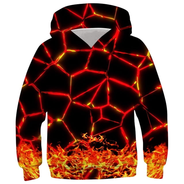 RXIRUCGD Chemise pour Enfants à Manches Longues T-shirt à Motif Imprimé Col Rond Cool Garçon Chandail à Capuchon ( Orange, Taille : 4 Ans )