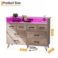 thumbnail image 3 of BeesClover Commode Moderne à 8 Tiroirs avec Lumières DEL, Station de Recharge Intégrée, Grand Rangement, Dimensions 49.08 Pouces x 16.73 Pouces x 35.43 Pouces, Parfaite pour la Chambre, le Salon et l'Entrée, 3 of 8