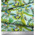 thumbnail image 2 of Soimoi Moss Georgette Fabric Branches,Parrot & Leopard Jungle Print Fabric by The Yard 42 Inch Wide, 2 of 3