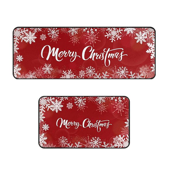 yulier Christmas Kitchen Rugs Set of 2 Anti Fatigue Kitchen Mats for Floor Non Slip Cushioned Kitchen Runner Rug Floor Mats Comfort Standing Mat Christmas Kitchen Decor (15.7"x43"+15.7"x23.6")