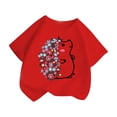 thumbnail image 3 of PMVFHDE Hauts pour Filles T-Shirts pour Filles T-Shirts Graphiques T-Shirts pour Fille Hauts d'Été Tendance pour Filles Hauts d'Été pour Fille T-Shirt Graphique Mignon pour Fille Col Rond Manches Courtes T-Shirt d'Été Rouge, 9-10 Ans, 3 of 5