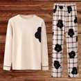 thumbnail image 2 of Tauxra Ensembles de Pyjamas Assortis pour la Famille pour Femmes, Tenue d'Intérieur à Manches Longues avec Col Rabattu, Pyjama Doux et Décontracté Ensemble 2 Pcs, 2 of 3