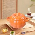 thumbnail image 2 of Sentmoon Kitchen Bowls Bowls 1800ML Ceramic Soup Bowl with Lid Pumpkin Shape Large Soup Bowl for Home Use,for Serving Noodles, Stews, and Soups, Stylish and Functional Kitchen Tableware, 2 of 7