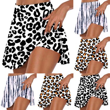 Pxkloy Tennis Skirts Shorts for Women Trendy Leopard Print Athletic Activewear Mini Skorts Summer Workout Running Shorts White,M
