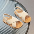 thumbnail image 4 of MIASHUI Girls Sandals Adjustable Strap Open Toe Flats Summer Walking Shoes,White,5-5.5 Years, 4 of 5