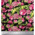 thumbnail image 3 of Soimoi Poly Georgette Fabric Parrot,Leaves & Lotus Floral Decor Fabric Printed Yard 42 Inch Wide, 3 of 3