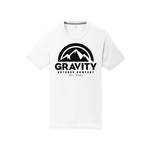 Gravity Outdoor Co. Youth Performance T-Shirt - Black Logo - White - Medium