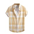 thumbnail image 2 of Weiqiqre T Shirts for Men Color Block Striped Print Short Sleeve Button Up Casual Shirt, 2 of 7