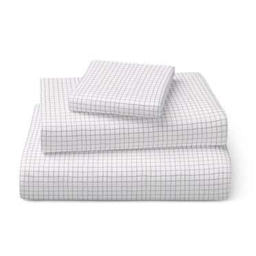 Mainstays Kids Ensemble de draps en microfibre , format simple, grille grise, 3 pièces