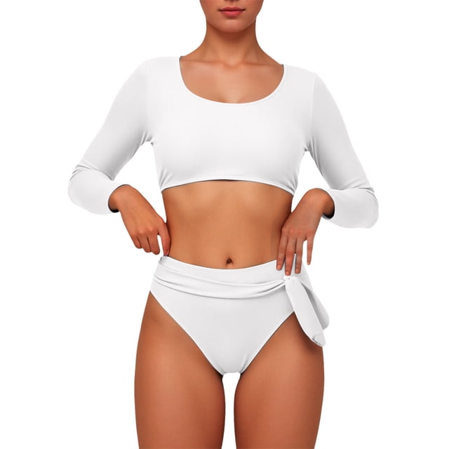 DGMIOCS Women's Modest Swimsuit Tankini Set White XL