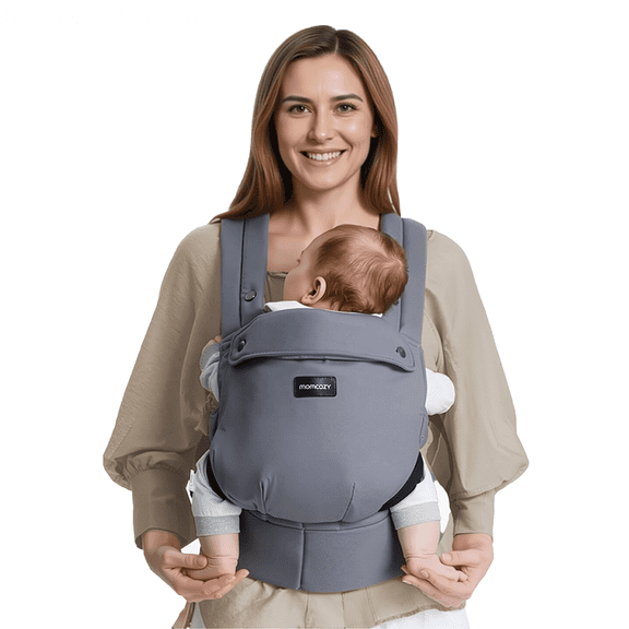 Momcozy Porte-Bébé, Ergonomique, Porte-Bébé Léger pour 7-44lbs, Idéal pour Garder les Mains Libres, Soutien Lombaire Amélioré pour les Nourrissons et les Tout-Petits, Gris