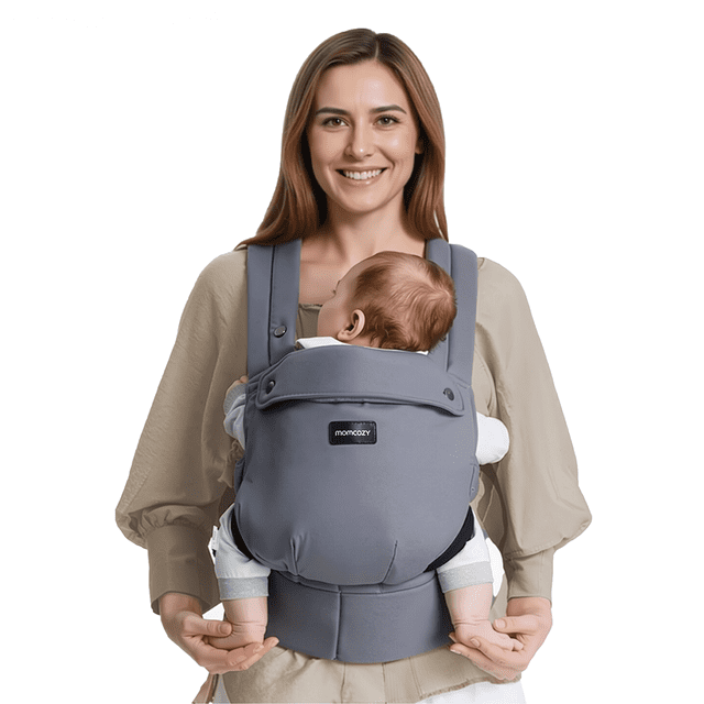 Momcozy Porte-bébé, ergonomique, porte-léger pour 7-44lbs, Idéal pour les parents sans mains, soutien lombaire amélioré pour les enfants à la petite fille, gris