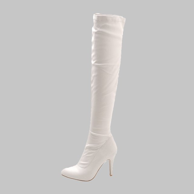 LSLJS Bottes Cuissardes à Talons Hauts pour Femmes, Chaussures pour Femmes Aguichant d'Hiver à Bout Pointu à Talons Hauts Fins, Bottes Hauteur Genou pour Femmes