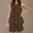 thumbnail image 2 of Womens Two Piece Lounge Set Summer Vacation Outfits Patchwork Sleeveless Tank Top and Shorts Sets with Pockets, 2 of 8